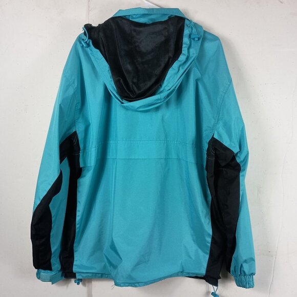 Oregon Coast Windbreaker Jacket Zipper Pockets Removable Hood Size XL Teal - Picture 4 of 13